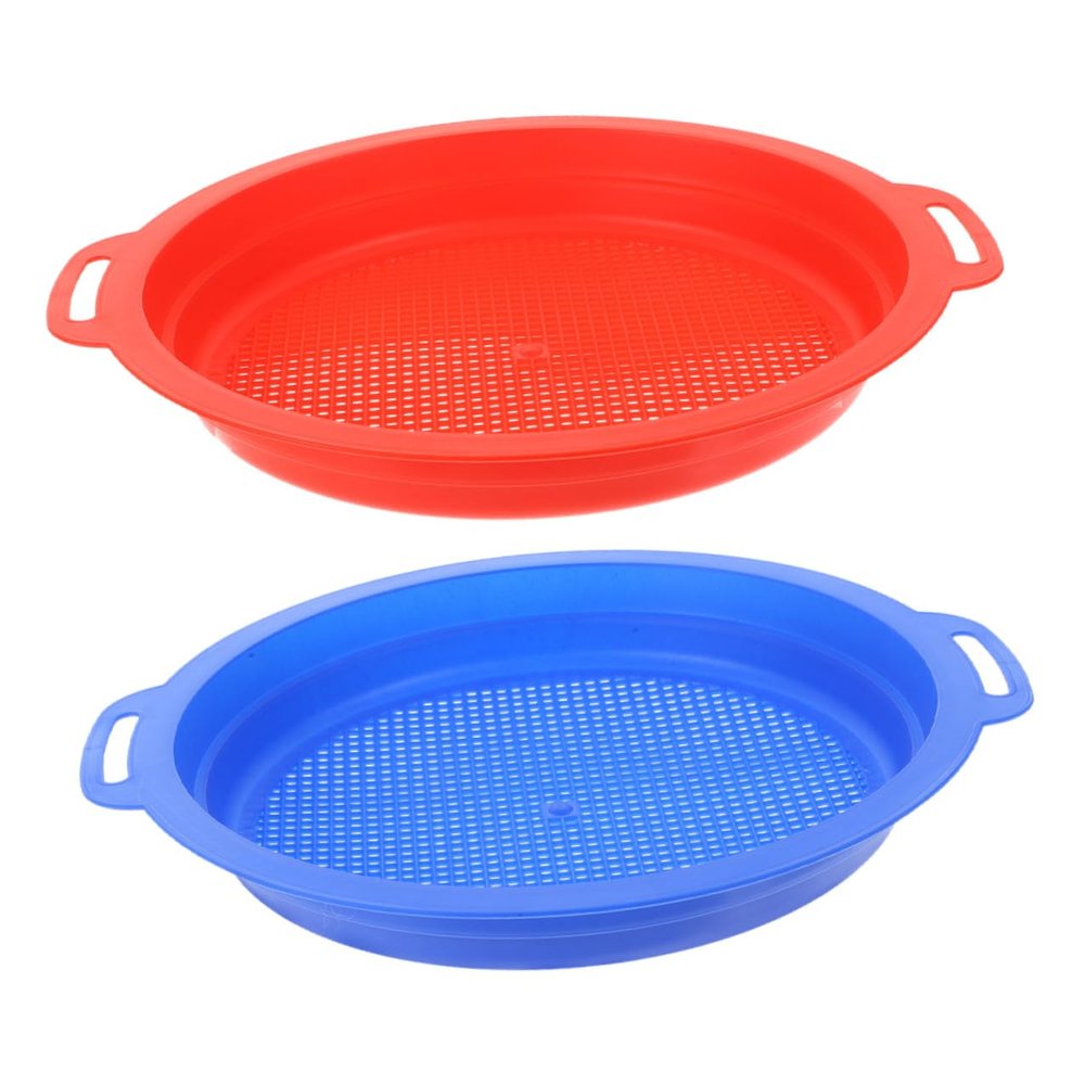 Abaodam 2pcs Portable Sand Sifters Lightweight Plastic Mesh Sand Strainers for Beach Play Outdoor Enjoyment Blue and Red