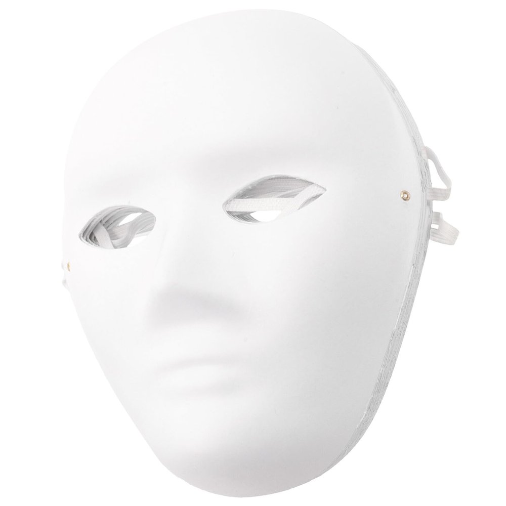 10Pcs Blank Full Face Paper Masks DIY Paintable Lightweight Cosplay Masquerade Party Accessories for Men Craft and Halloween Decoration