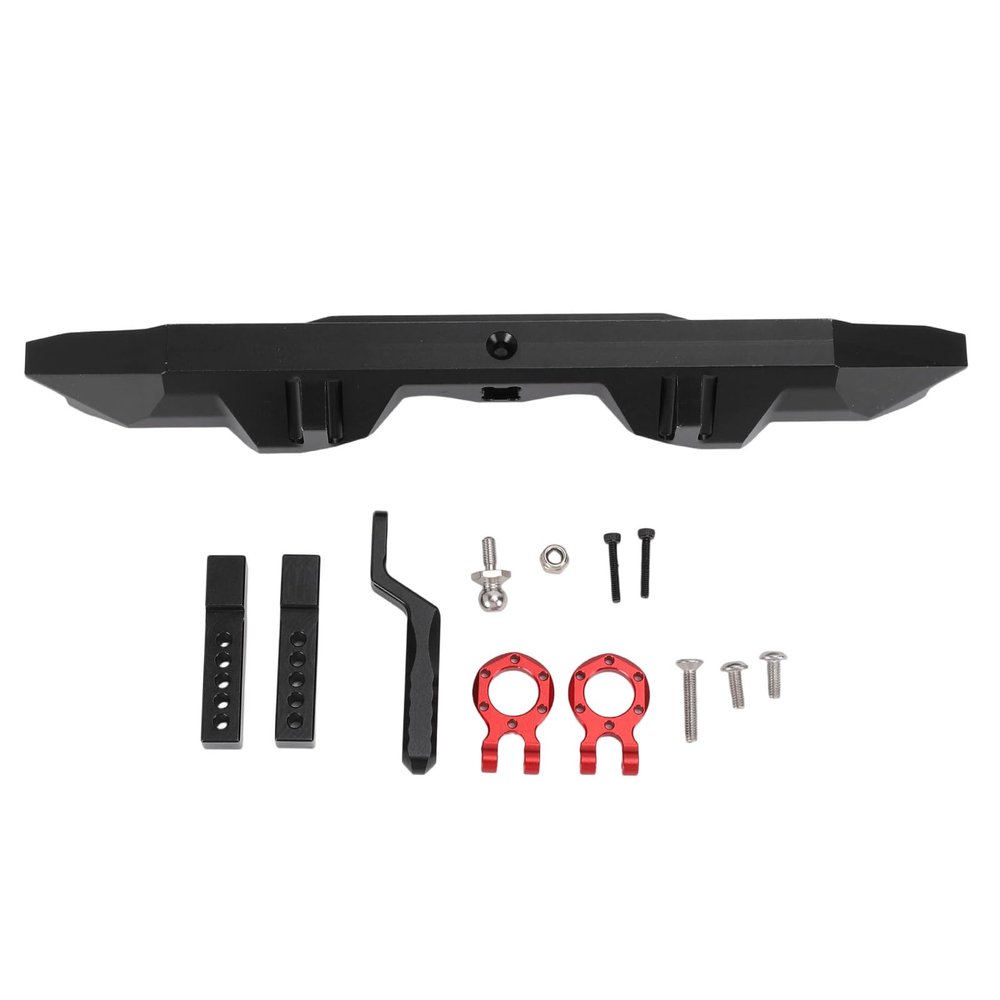 Keenso RC Rear Bumper, Premium Alloy Black, 1/10 Scale Cars Off Road Towing Capabilities Rustproof Texture for Terrain Navigation