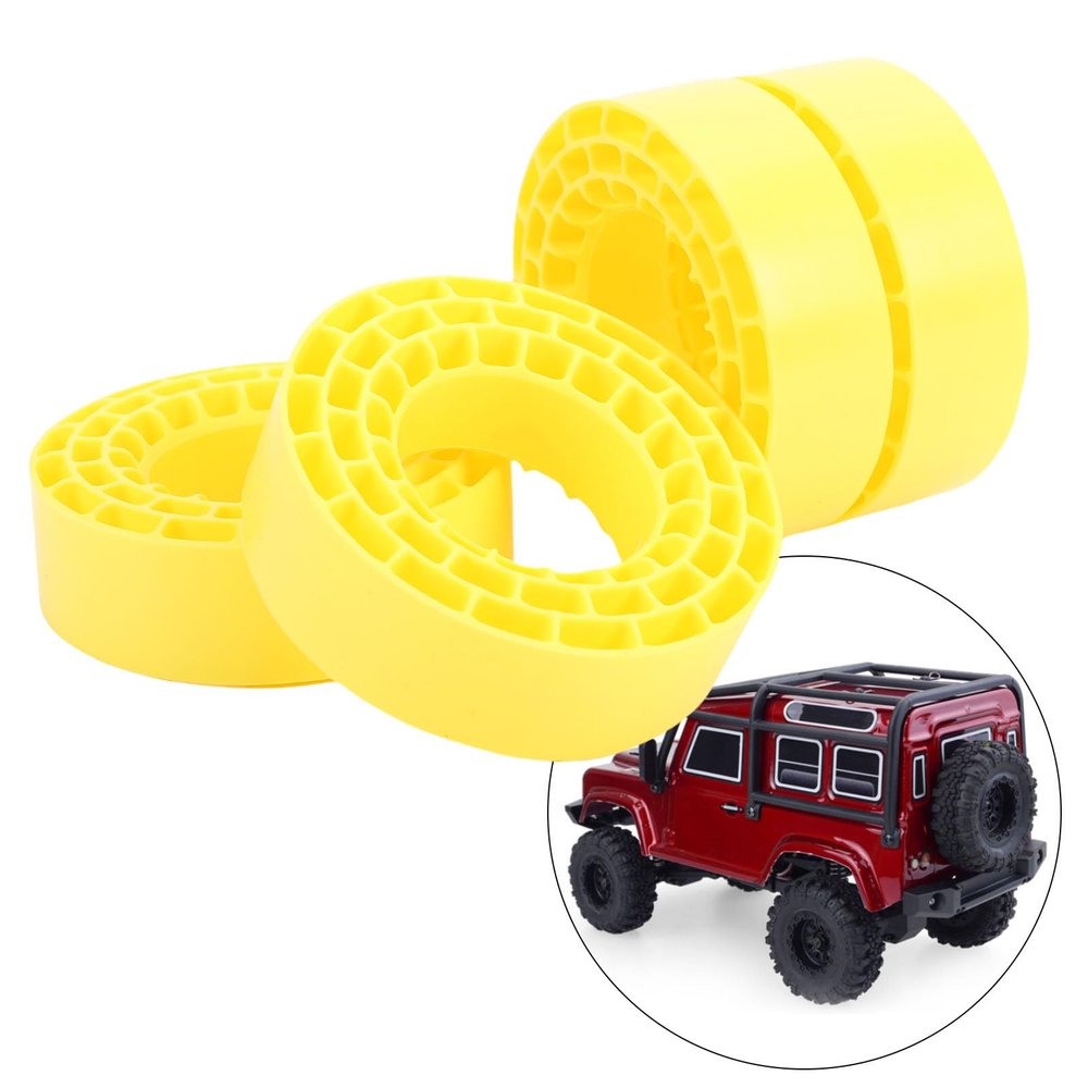 Drfeify Silicone RC Tire Inserts, High Strength, Double Layer Design, 1.55Inch, Water Proof Stable Operation, Set of 4 for RC Cars (Yellow)