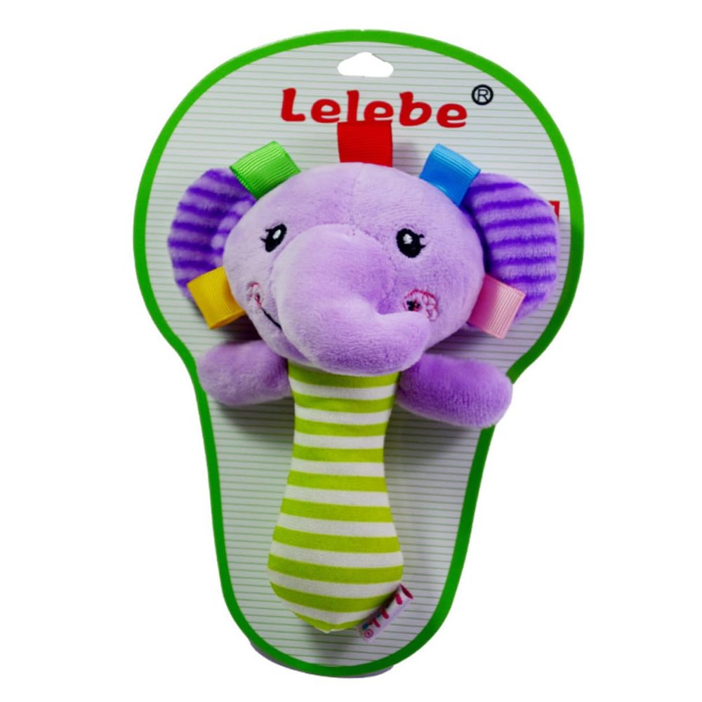 BESTonZON Year Plush Hand Bell Rattle Elephant Shape Soft Wrist Rattles for Boy Girl Educational Sound Development Gift for Newborn Boys