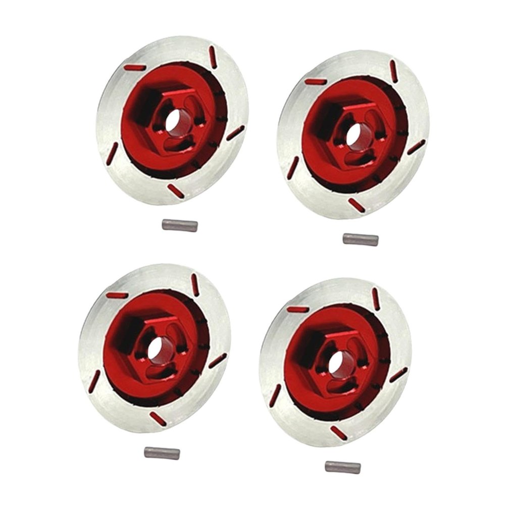 Menolana 4Pcs 1/12 RC Wheel Brake Disc,12mm Hex DIY Modified,Spare Parts,Aluminum RC Car Brake Disc for MN128 Truck Car, red