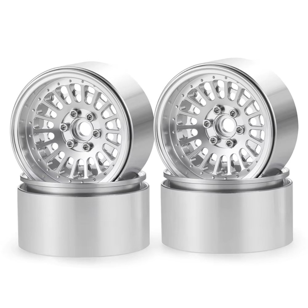 RC Crawlers Wheel Hub For Axial RBX10 For Wraith For TRX4 1/10 4Pcs Aluminum Alloy 2.2 Inch Beadlock Wheel Rims Hub RC Crawler Car Upgrade Parts(Silver)
