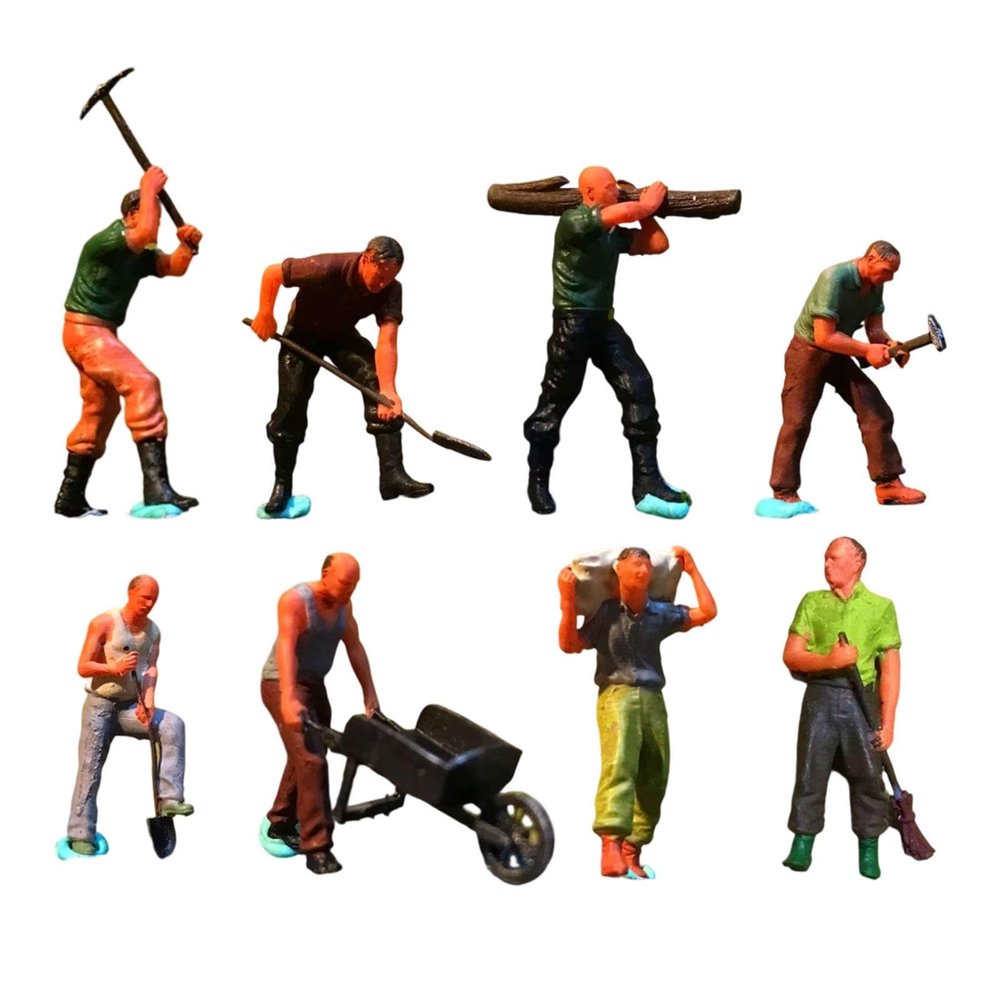 Colaxi 8Pcs 1:64 Scale Worker People Figure Tiny People Resin Miniature Figurines for Diorama DIY Scenery Building Table Centerpiece