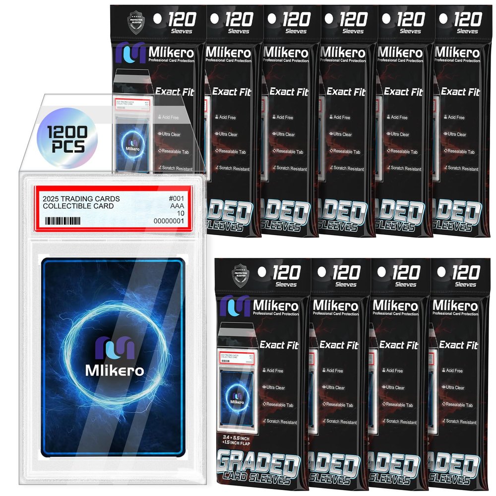 1200 Pack Graded Card Sleeves, Precise Fit Slab Sleeves, Acid-Free Resealable Slab Protector Compatible with PSA Graded Slabs