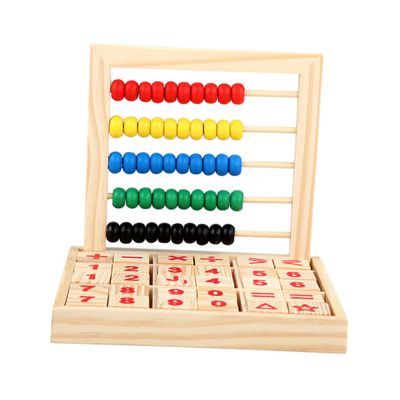 Abaodam Wooden Educational Abacus for Counting Teaching Aid Math Cognitive for Preschool Arithmetic Development