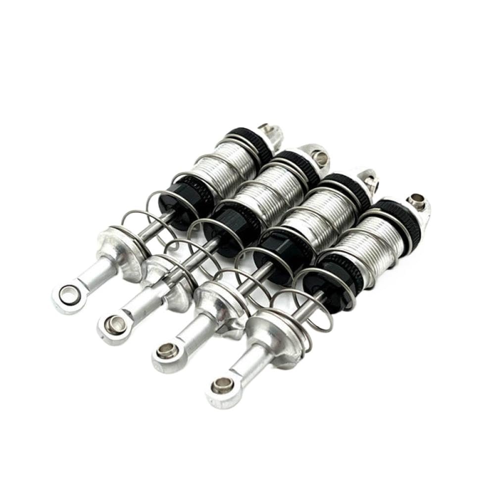 4pcs Metal Oil Shock Absorber Damper Compatible with 16101 16102 16103 1/16 RC Car Upgrade Parts Accessories Universal Fit Aftermarket Replacement(Silver)