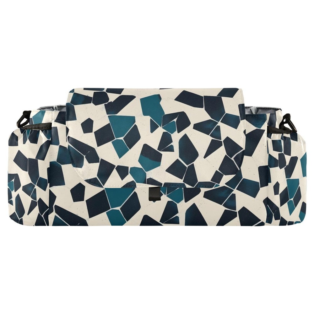 CZXW Baby Stroller Bag Geometric Fragment Pattern Stroller Caddy Organizer Bag with Adjustable Straps Non-slip Hook Large Storage for Strollers