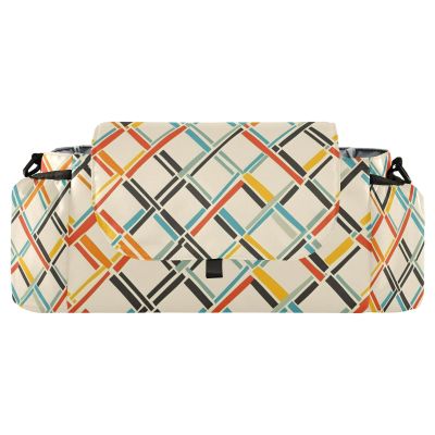 CZXW Baby Stroller Bag Geometric Modern Print Stroller Caddy Organizer Bag with Adjustable Straps Non-slip Hook Large Storage for Strollers