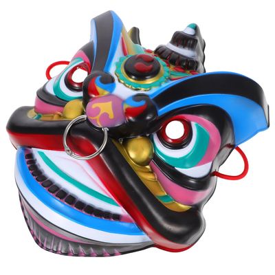 Abaodam Reusable Chinese Dancing Lion Mask for Festival Party Favor Handmade Oriental Blue-Colored Lion Cosplay Accessory Plastic Full Face Mask for Stage Shows and Cultural Performances