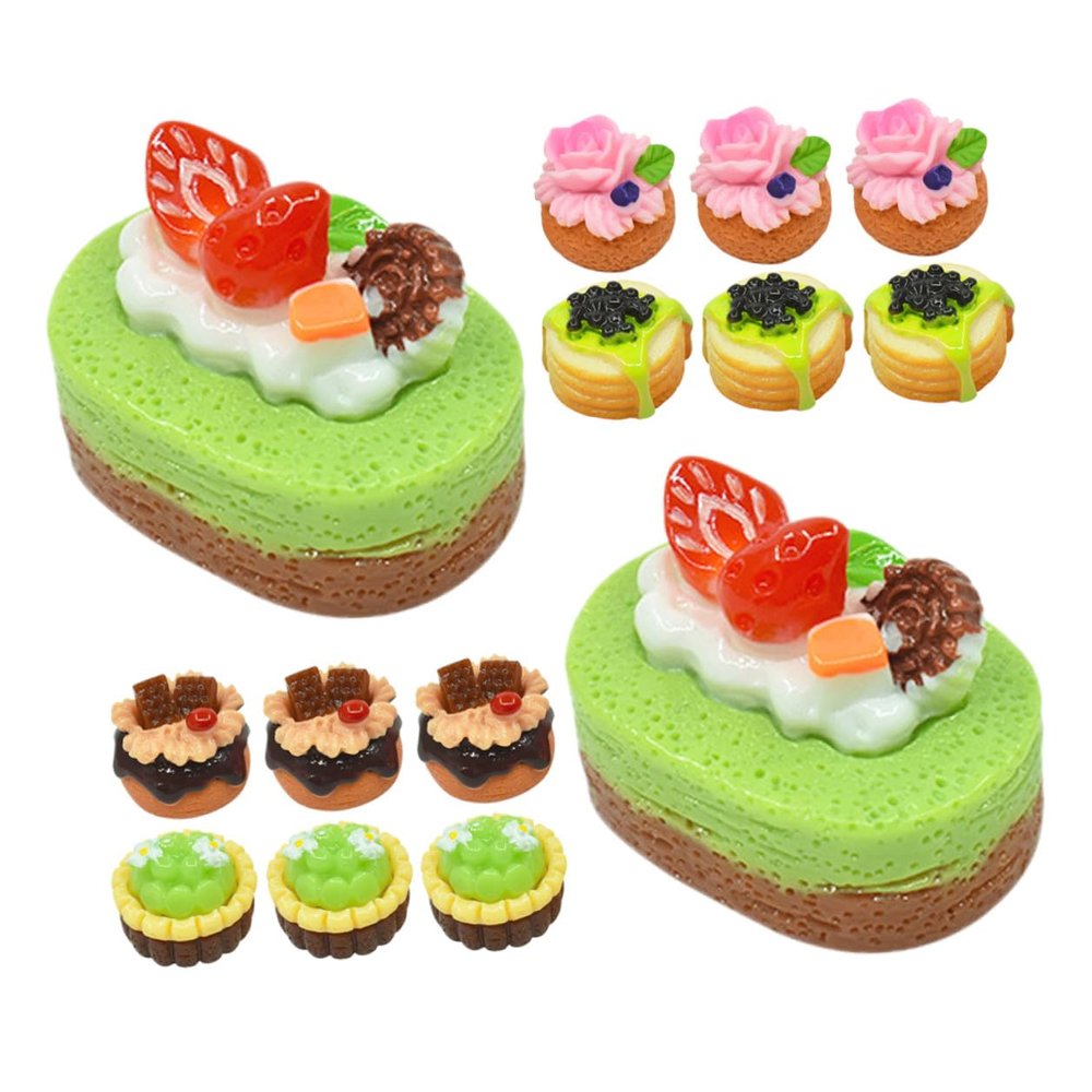 Toyvian 20pcs Miniature Doll House Cake Models Fake Fruit Dessert Decorations for DIY Crafting Mini Cake Model