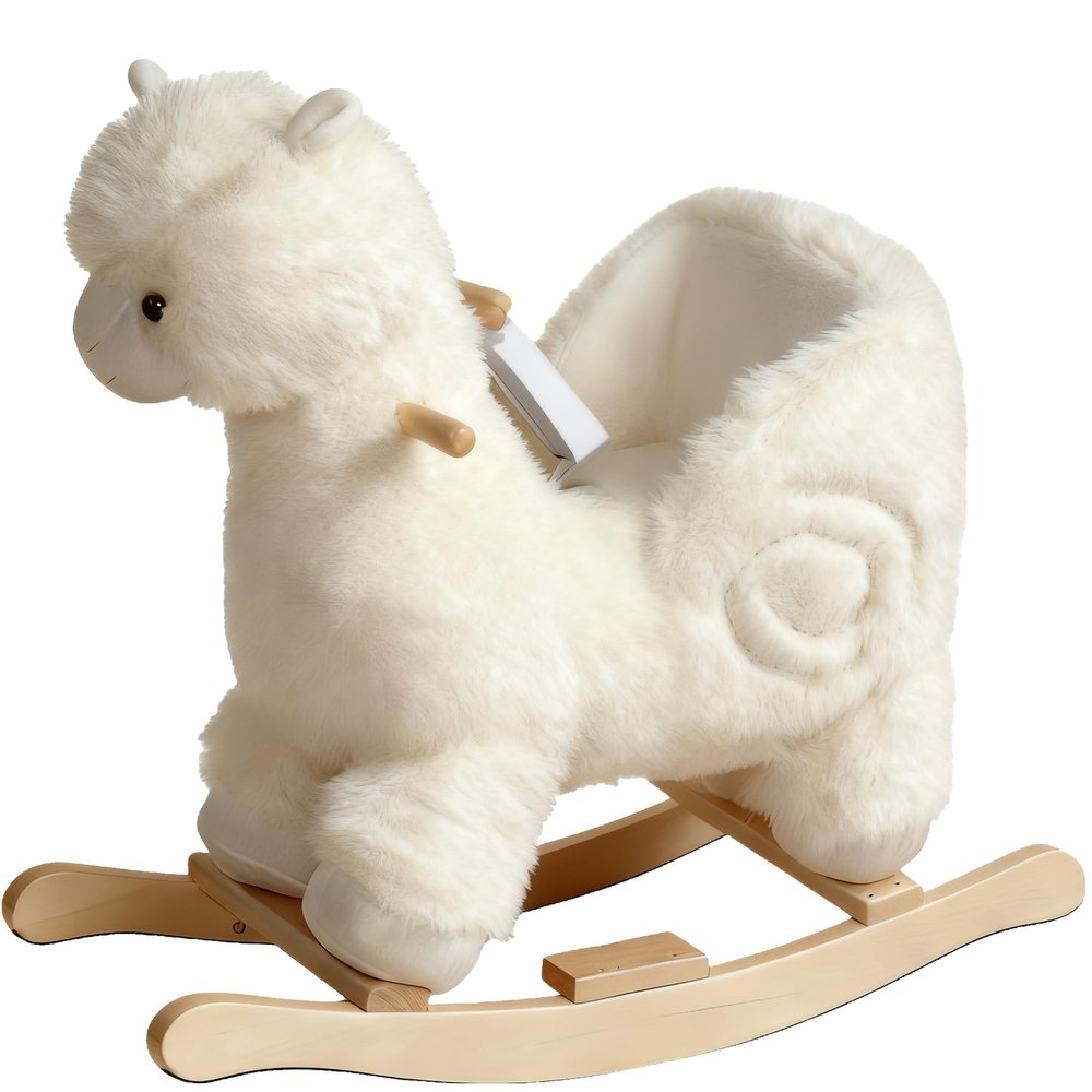 Baby Rocking Horse, Plush Alpaca Rocking Horse with Music