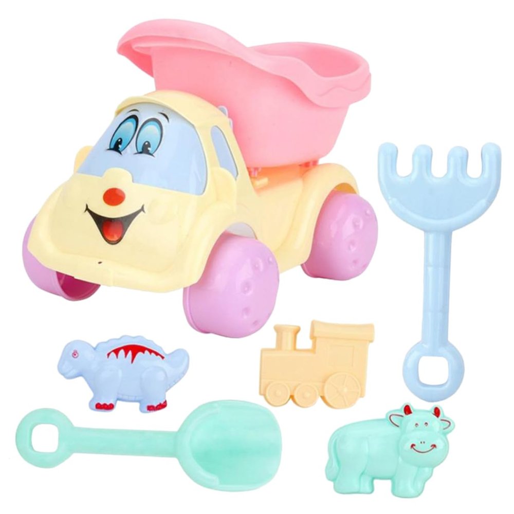 BESTonZON 6pcs Beach Playing Set Small Lightweight Sand Tools for Creative Plastic Shovel and Dump Truck Promotes Imagination and Color Cognizance for Outdoor Sandbox Fun
