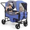 Stroller Wagon for 2 Kids, All-Terrain Wagon Stroller with Foldable, Adjustable Double Push Pull Handle, Large Storage Bag,Removable Canopy, Deep Blue view 1
