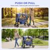 Stroller Wagon for 2 Kids, All-Terrain Wagon Stroller with Foldable, Adjustable Double Push Pull Handle, Large Storage Bag,Removable Canopy, Deep Blue view 2