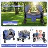 Stroller Wagon for 2 Kids, All-Terrain Wagon Stroller with Foldable, Adjustable Double Push Pull Handle, Large Storage Bag,Removable Canopy, Deep Blue view 4