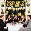 20pcs 30th Birthday Decorations for Him, Happy 30th Birthday Decorations Include 30th Birthday Banner Hanging Swirls Foil Fringe Curtain for Women Men Black and Gold 30th Birthday Decorations view 3