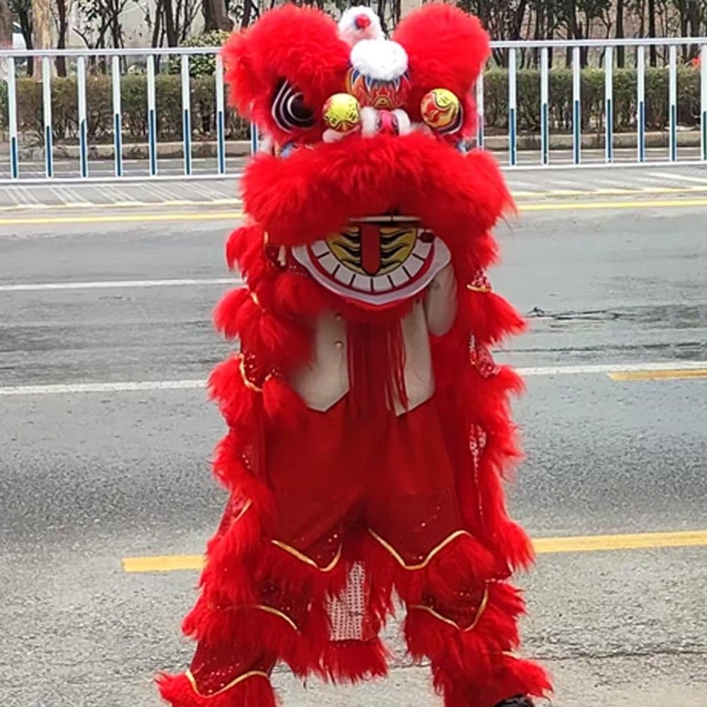 10 in Lion Dance Mascot Costume Chinese Traditional Dragon and Lion Dance for 125cm-155cm Height Party Carnival Festivall New Year, Halloween and School Events(Red,Small size)