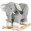 Baby Rocking Horse, Plush Elephant Riding Horse with Music, Toddlers Wooden Rocking Horse for 1-3 Year Old, Stuffed Ride-on Rocker Animals Toy for Baby Boys and Girls Birthday Gift Gray view 1