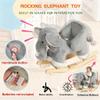 Baby Rocking Horse, Plush Elephant Riding Horse with Music, Toddlers Wooden Rocking Horse for 1-3 Year Old, Stuffed Ride-on Rocker Animals Toy for Baby Boys and Girls Birthday Gift Gray view 3
