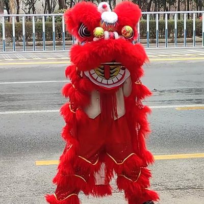 10 in Lion Dance Mascot Costume Chinese Traditional Dragon and Lion Dance for 125cm-155cm Height Party Carnival Festivall New Year, Halloween and School Events(Red,Large size)
