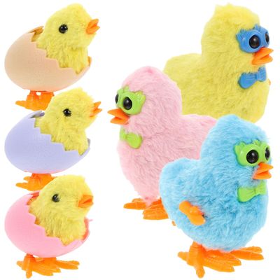 BESPORTBLE 6pcs Easter Wind-up Chicken for Clockwork Walking Cartoon Eggshell Design Fun Party Favors and Classroom Prizes Compact and Easy to Grasp