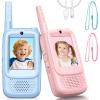 Video Walkie Talkies for Kids, 2 Pack Rechargeable Walkie Talkies with Screen and 4 Voice Changer, Christmas Birthday Gifts for Boys and Girls Ages 3-12, Indoor Outdoor Toys for Family Games, Camping view 1