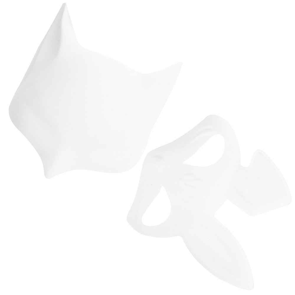 Abaodam 4pcs White Animal Themed DIY Blank Masks for Painting Smooth PVC Fox and Rabbit Face Masks for Masquerade Parties Costume Accessory for Creative