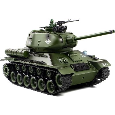 Supdex 1/18 Soviet Union T34 RC Tank, 2.4G Metal Track Army Model Toy with Smoke, Sound and Lights, 165ft Remote Control, All-Terrain Indoor Outdoor Toy for Kids & Adults