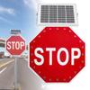 Solar LED Octagon Road Sign - Engineer Grade Reflective, Blinking Red Traffic Sign, IP65 Waterproof, Solar-Powered, 60cm/24in for Highways & Pedestrian Crossings, Customizable view 1