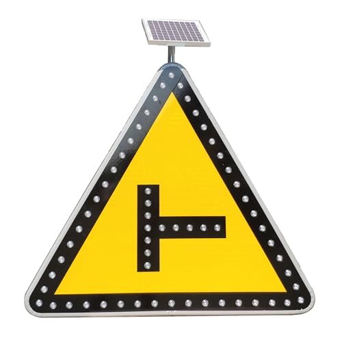Customizable Solar LED Traffic Sign - 24" Blinking Street Light, Waterproof IP65, Solar-Powered Safety Sign for Highways & Pedestrian Crossings, Red Color