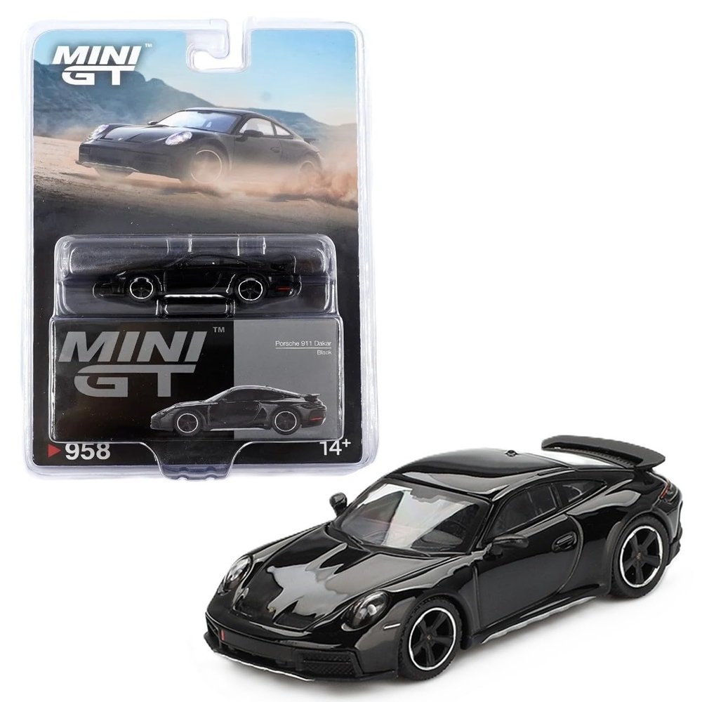 1:64 Diecast Model Car Compatible with Porsche 911 Dakar Black Limited Edition by Mini GT MGT00958