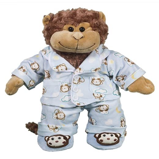 Blue Monkey Jammies with Slippers fit 6-10 Inch Soft Pajama Outfit for Plush Dolls and Stuffed Animals