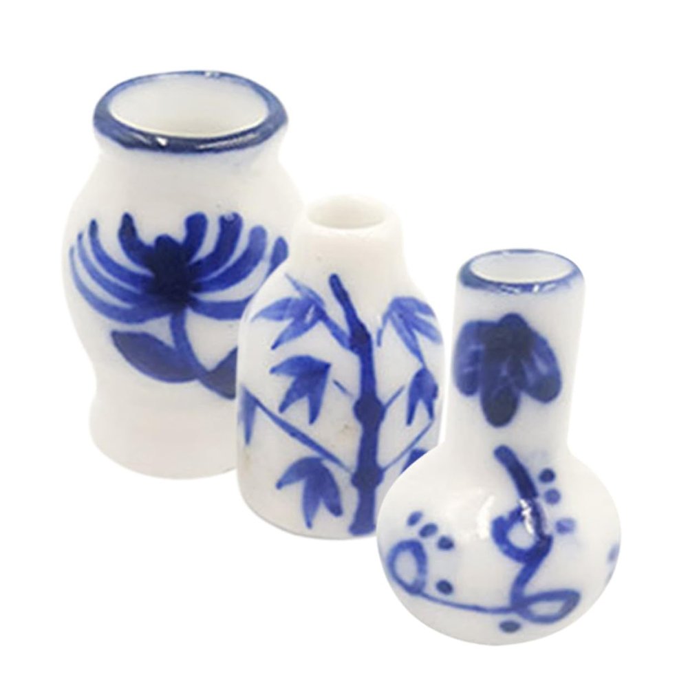Yardwe 3Pcs Miniature Ceramic Flower Containers for Dollhouse Decor Smooth Surface Miniature Accessories Chic Tiny Flower Pots for DIY Mini Modeling and Desktop Display