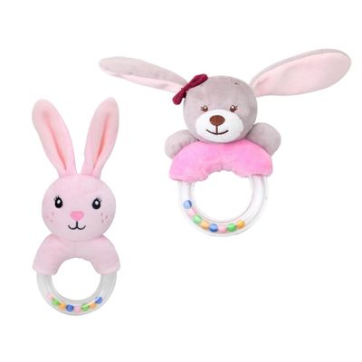 Beaupretty 2pcs Plush Animal Rattle Shakers Soft Ring Lightweight Teething for Boys Newborns Indoor Outdoor Use Safe