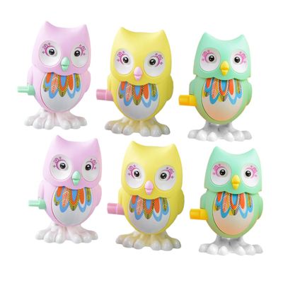 Toyvian 6pcs Wind-up Owl Clockwork for Bright Plastic Playthings Educational to Enhance Tactile Skills and Color Recognition for Boys Random Color