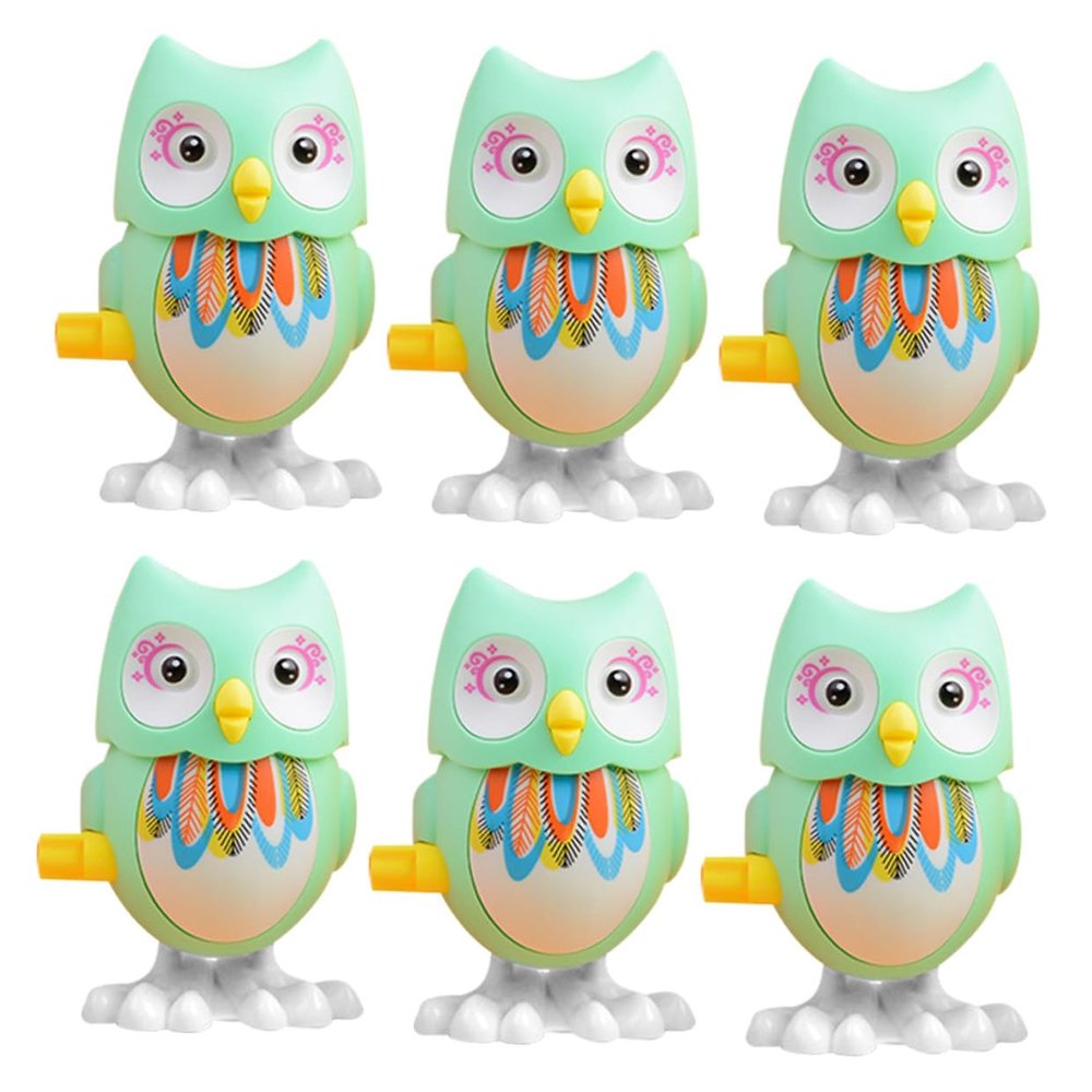 Abaodam 6pcs Wind-up Owl for Clockwork Jumping Playthings Safe Smooth Edges Fun Party Random Color