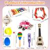40 Pcs Musical Instruments Sets Included Wood Guitar Xylophone 2 Tambourine 6 Hand Bell 6 Wood Sounder 6 Castanets 6 Maracas 6 Rattles 6 laps for Preschool Educational Music Learning view 2