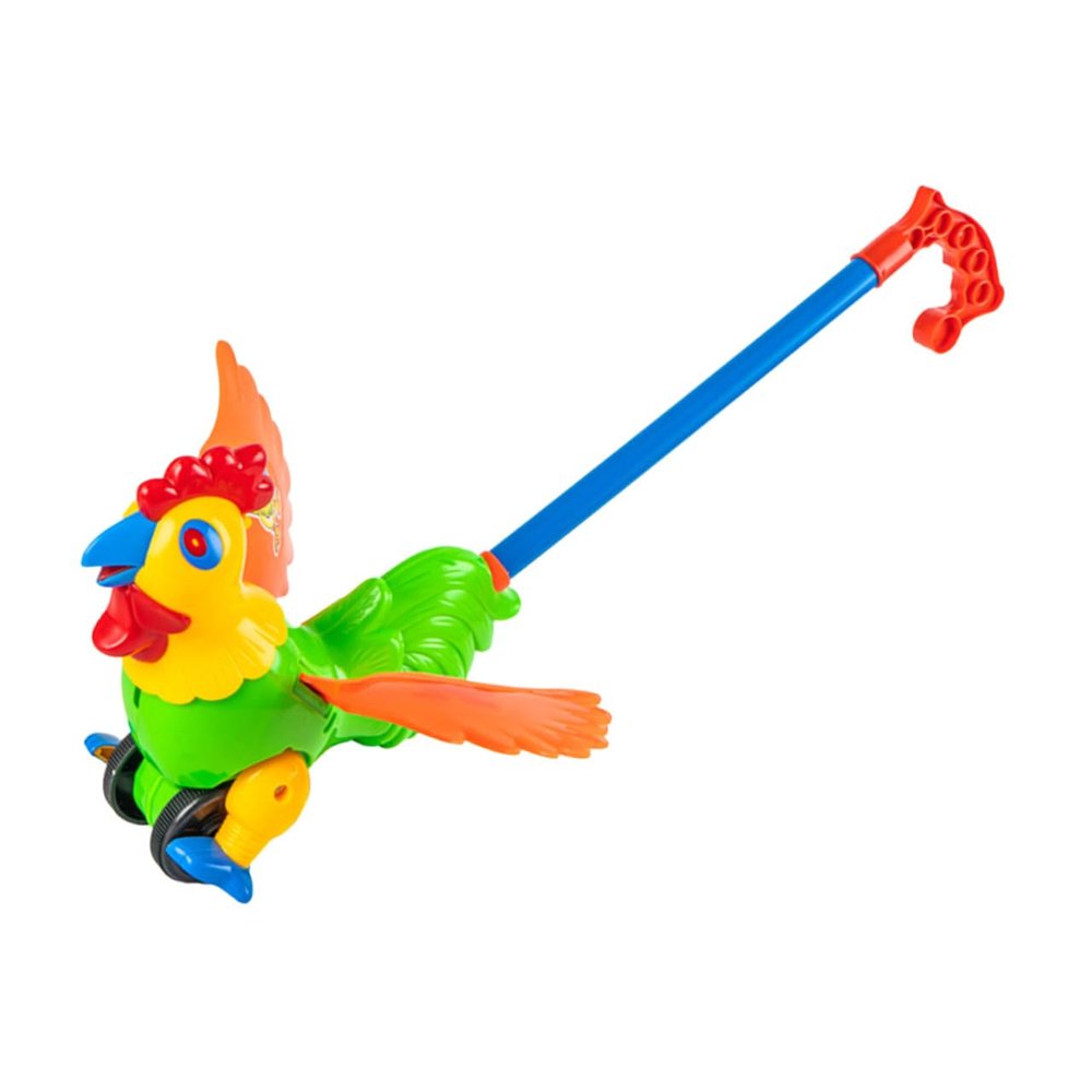 BESTonZON Detachable Rooster Push and Pull Learning Walker for Plastic Trolley with Smooth Grip Early Education Waddling Guide for Play and Walking Development Random Color