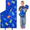 Toddler Nap Mat with Pillow and Minky Blanket, Large 54.7''x33.4'' Kids Sleeping Bag, Washable, Roll up, Sleeping Mat for Boys & Girls, for Daycare Preschool, Kindergarten, CampingDinosaur view 1