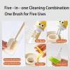5-in-1 Multifunctional Cup Brush, Bottle Cleaning Set with Rim Brush, Gap Brush, Silicone Head, Sponge Head and Straw Brush (Blue) view 4