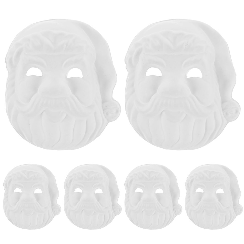 Abaodam 6pcs DIY Pulp Santa Claus Masks Blank Christmas Mask for Hand-painting Craft for Holiday Cosplay and Creative Decoration
