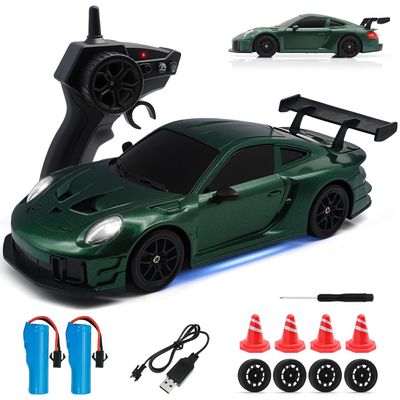 Aka Supaku RC Drift Car, 1:24 4WD Remote Control Cars Vehicle with LED Light,2.4GHz 20KM/H High Speed RC Cars with Two Batteries & Drifting Tires Racing Sport Toy for Adults Boys Girls Kids