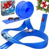 Valentines Day Gifts for Kids - Flex Tracks 16.4 Ft Starter Set Flexible Race Track for Kids, Race Car Ramp Track Compatible with Hot Wheels and Diecast 1/64th Cars with Strong Suction Cups (Blue) view 1
