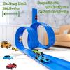 Valentines Day Gifts for Kids - Flex Tracks 16.4 Ft Starter Set Flexible Race Track for Kids, Race Car Ramp Track Compatible with Hot Wheels and Diecast 1/64th Cars with Strong Suction Cups (Blue) view 2