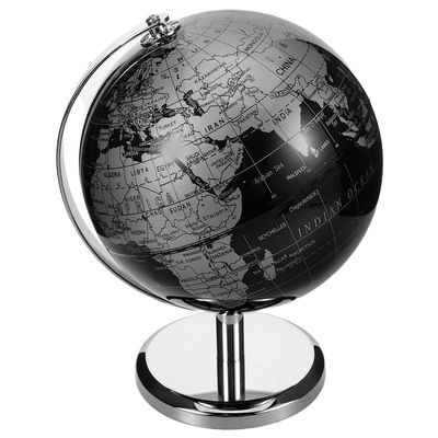 Abaodam Vintage Desktop Globe Rotating Earth Globe with Black Silver Meridian Stand for Home Office Desk Ornament European Luxury Style Geography Learning Decor