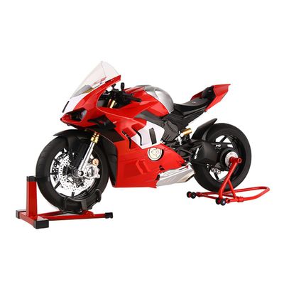 1/6 Scale Alloy Dynamic Motorcycle Model - Simulation Bike with Ignition System Smoke Spray, Immersive Light & Sound Effects, Gift for Enthusiasts (Red)
