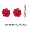 6 * 6cm Bohemian Hand Woven Flower Set Zircon Earrings,red,6 * 6cm view 2