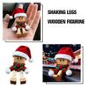 EIRZNGXQ Christmas Shaking Wooden Man, Magnetic Face Christmas Shaking Wooden Man Figurine with 12 Magnetic Expressions, Hats & Scarves, Handmade Funny Dashboard Figurine for Car Decor (red 2pcs) view 3