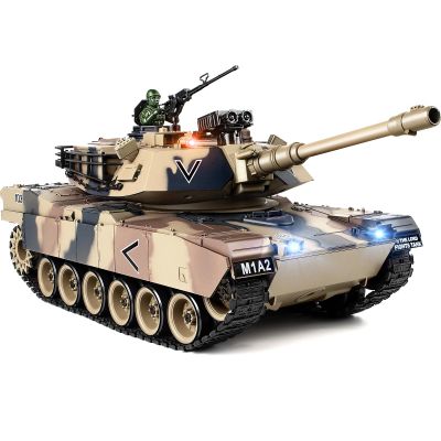 Supdex 1:18 RC Tank That Shoot BBS, 2.4G US M1A2 Remote Control Tank Model Truck Toys, Army Toy with Smoke, Lights, Sound and Recoil, Military RC Vehicle for Adults and Kids 6+ Years Old